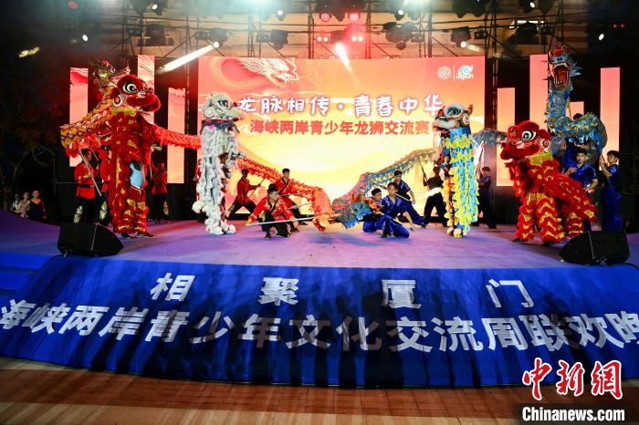 兩岸青少年同臺呈現(xiàn)龍獅表演?！⊥鯑|明 攝