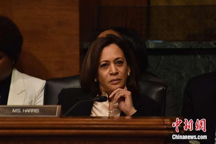 當(dāng)?shù)貢r(shí)間8月11日，美國前副總統(tǒng)、已經(jīng)鎖定民主黨總統(tǒng)候選人提名的拜登選定聯(lián)邦參議員卡瑪拉·哈里斯為其競選搭檔、民主黨副總統(tǒng)候選人。哈里斯成為美國歷史上首位被提名為副總統(tǒng)候選人的非裔女性。圖為哈里斯此前出席國會聽證會(資料圖)。<a target='_blank' href='/'><p  align=