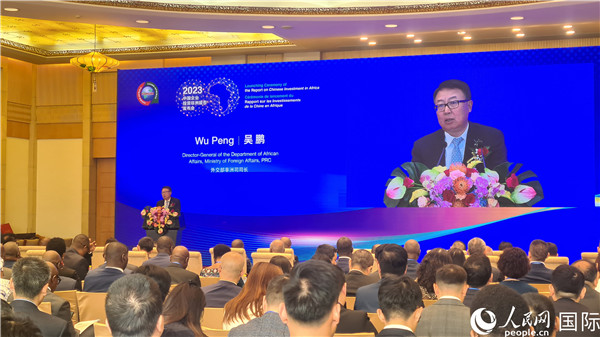 外交部非洲司司長吳鵬致辭。人民網(wǎng)記者 萬宇攝