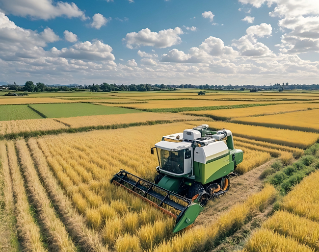 河南省信陽市羅山縣水稻種植戶抓住有利天氣搶收水稻。黃錢錢攝