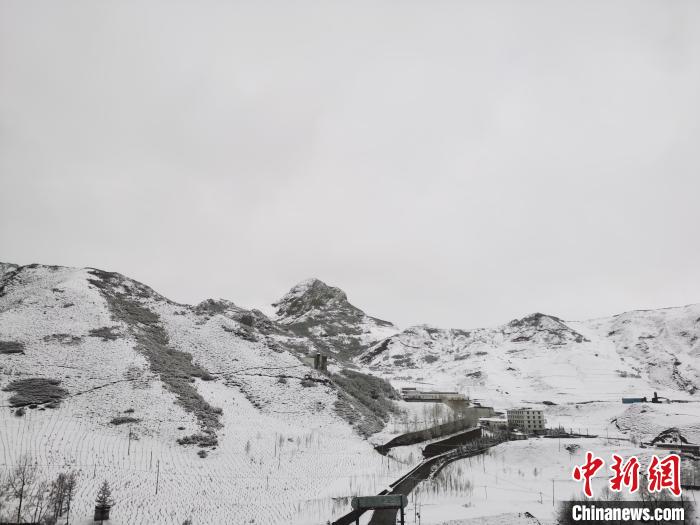 圖為青海省東南部的青沙山區(qū)域銀裝素裹。　張?zhí)砀?攝