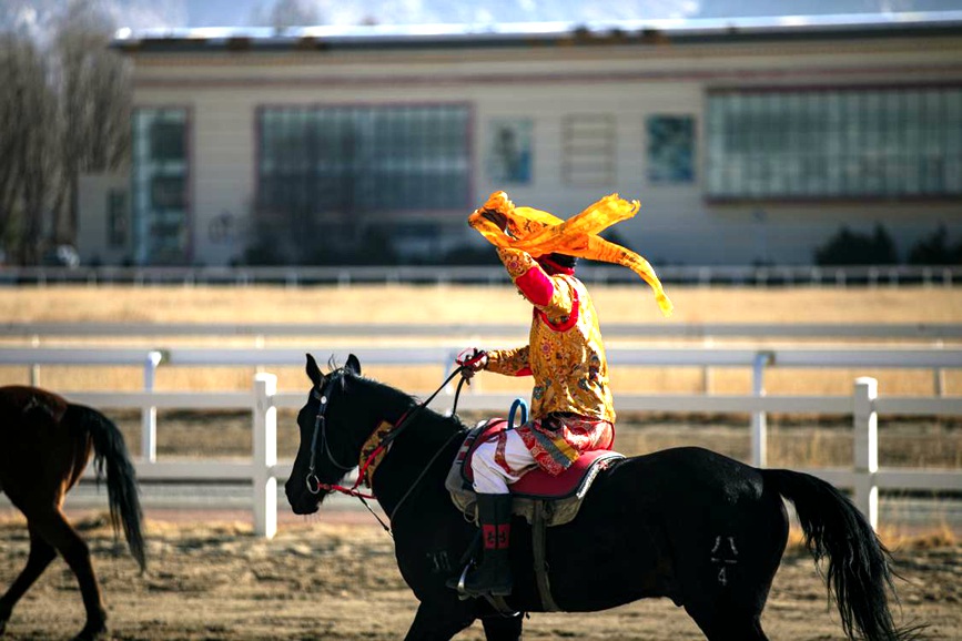藏歷新年，精彩的馬術(shù)表演。張靜攝