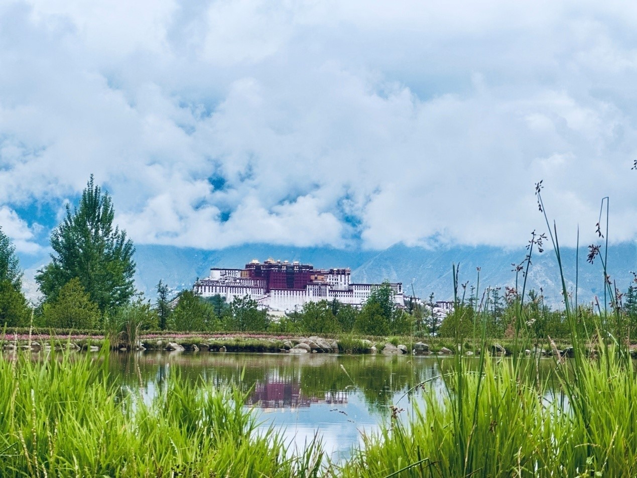 在南山公園遠眺布達拉宮。人民網(wǎng)記者 益西康珠攝